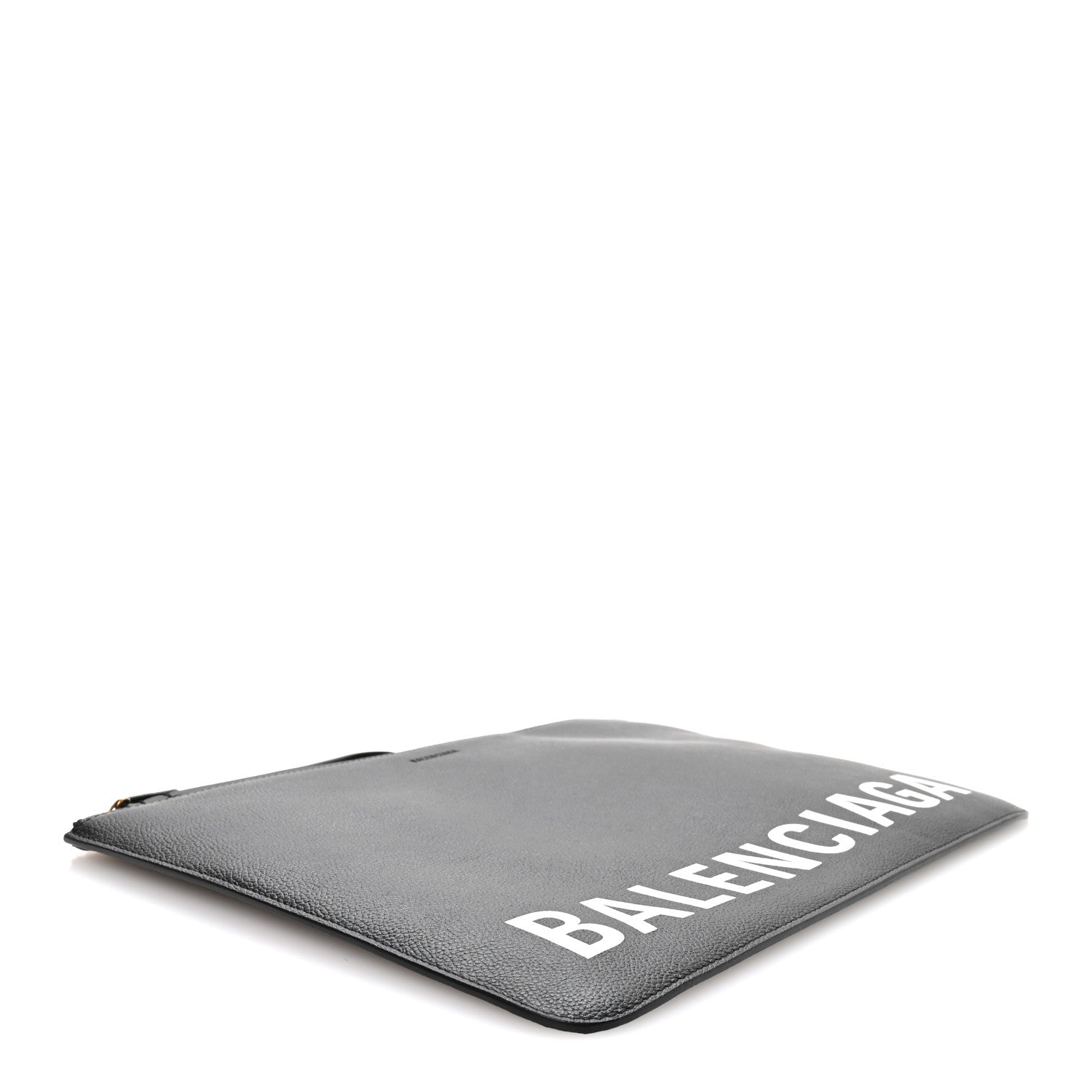 Balenciaga Calfskin Logo Large Cash Pouch With Handle Black White 4 of 7