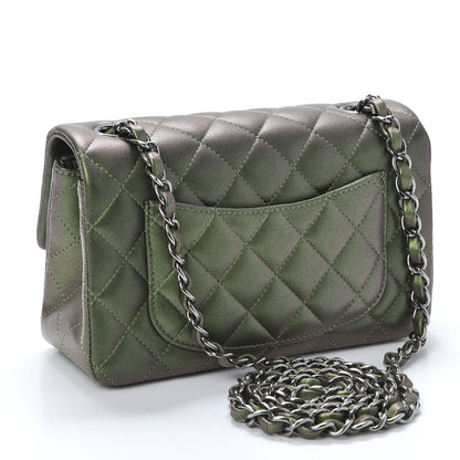Chanel Iridescent Lambskin Quilted Mini Rectangular Flap Green 2 of 9