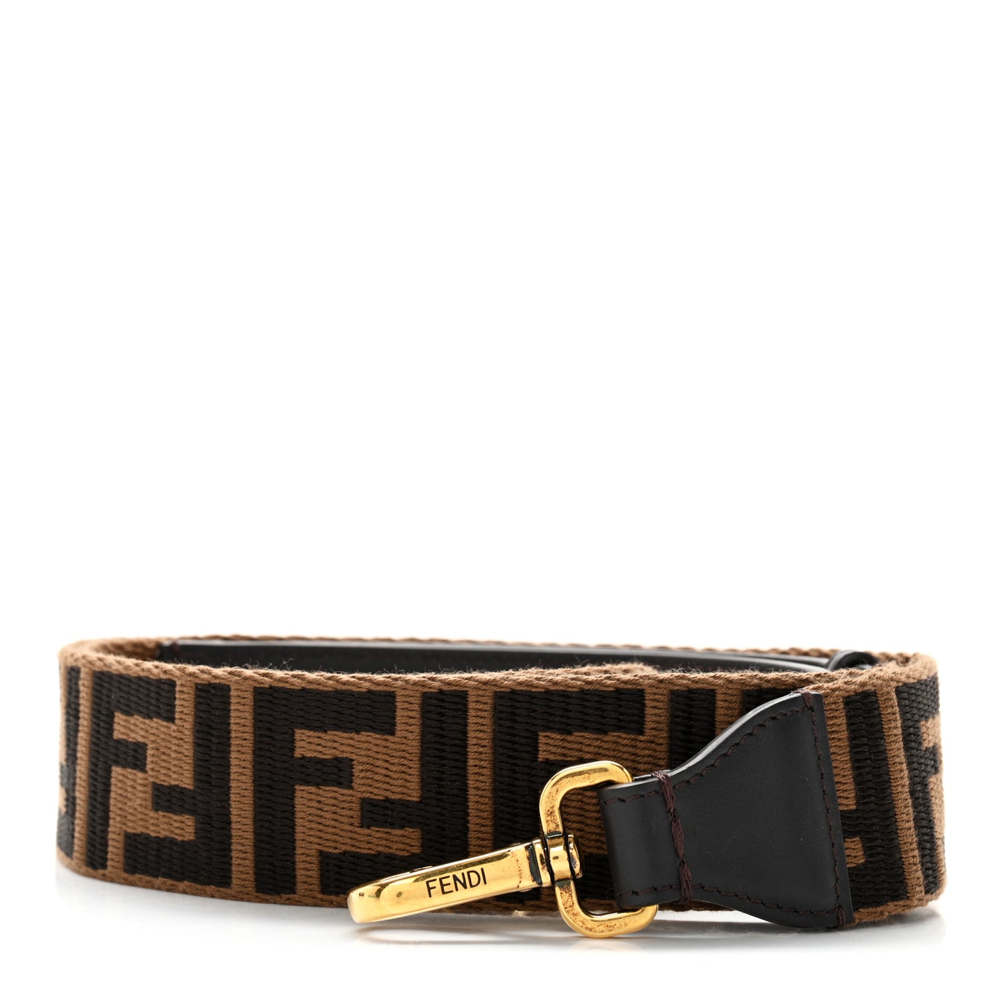 Ribbon Vitello Seta FF 1974 Adjustable Strap You Fango Marrone Black