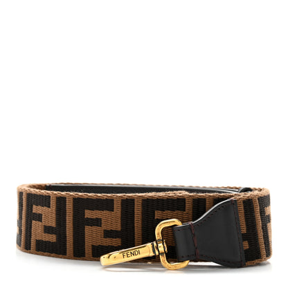 Fendi Ribbon Vitello Seta FF 1974 Adjustable Strap You Fango Marrone Black 1 of 15
