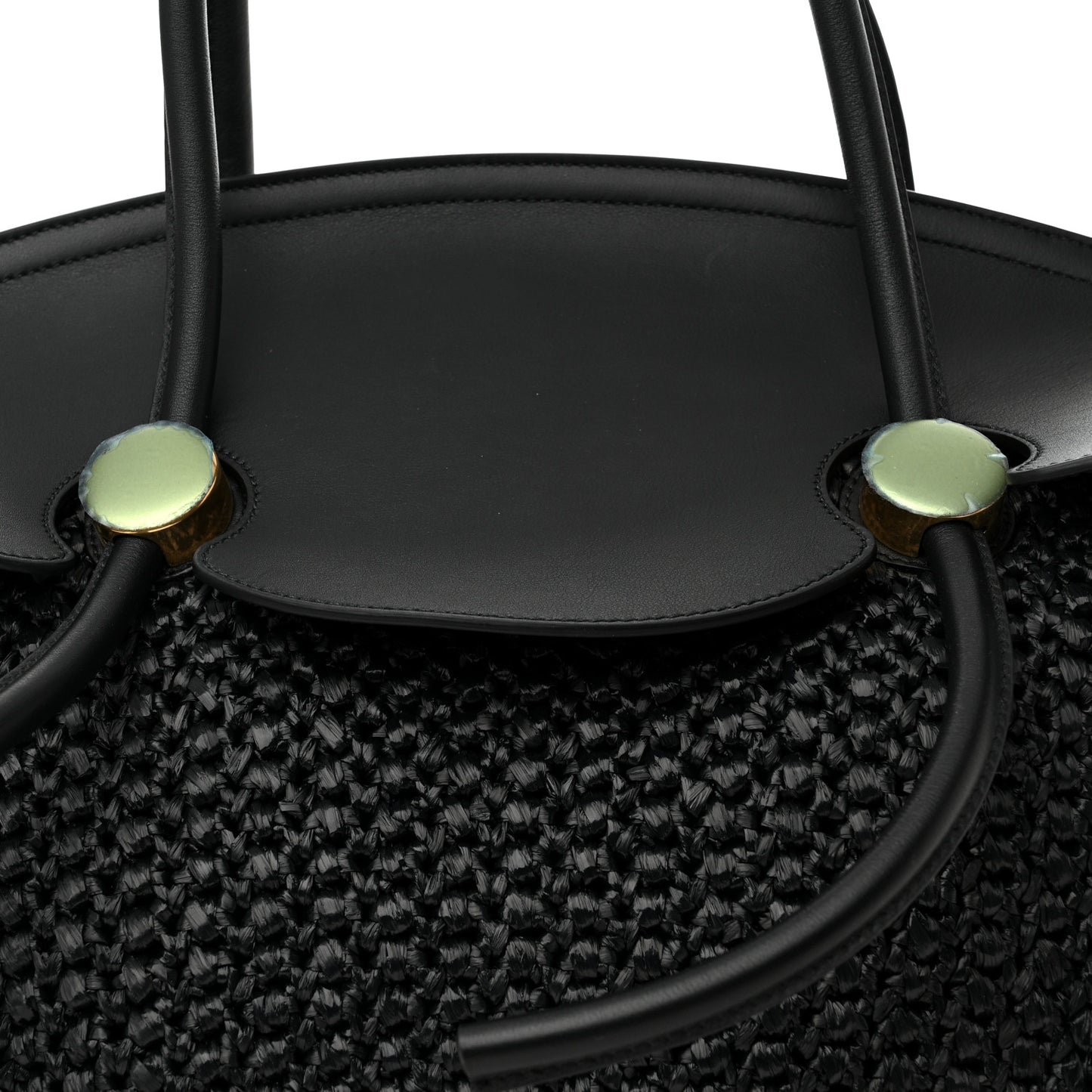 Raffia Calfskin Pipe Bag Black