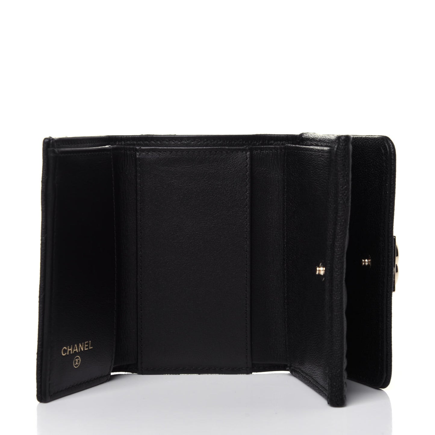Caviar Quilted Small Boy Flap Wallet Black