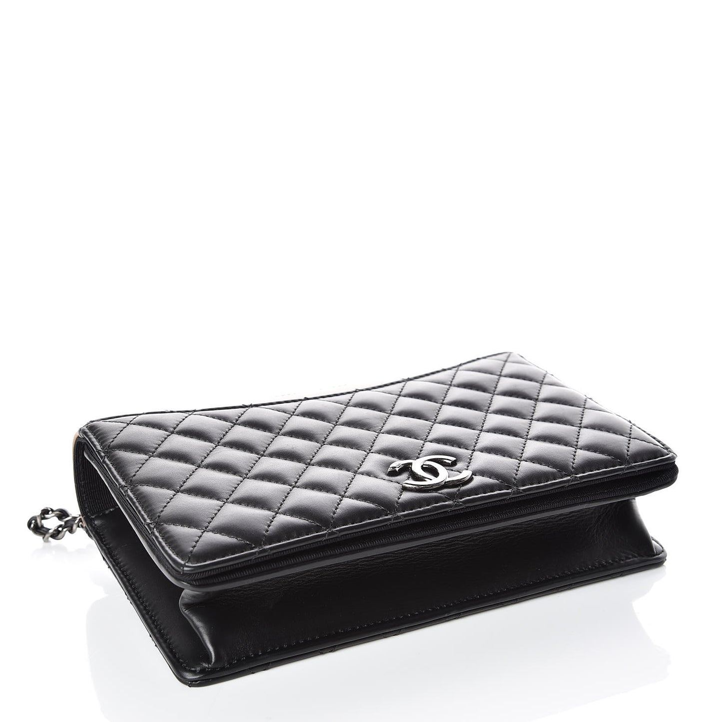 Calfskin Quilted Small Ballerine Flap Black Beige