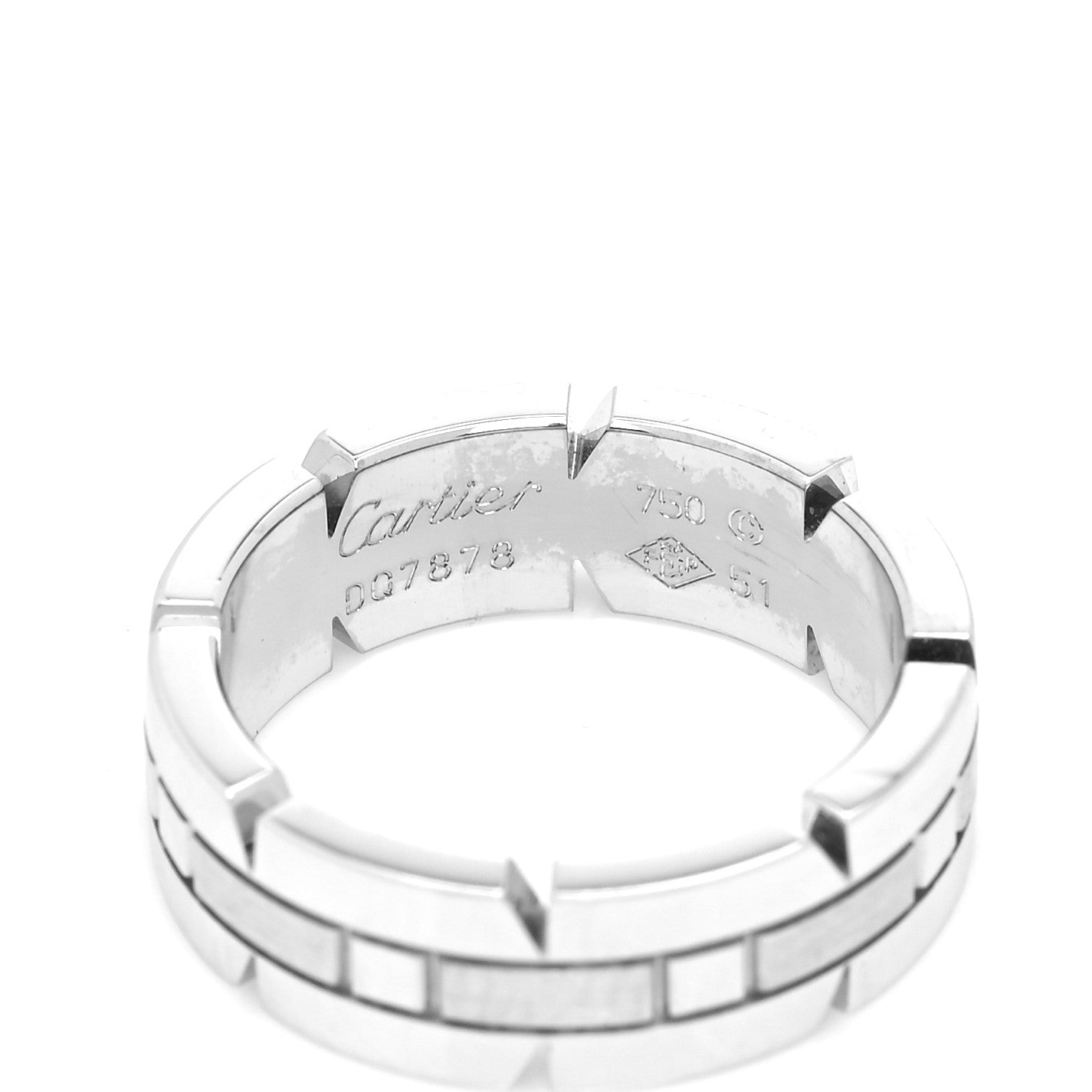 18K White Gold Tank Francaise Band Ring 51 5.75
