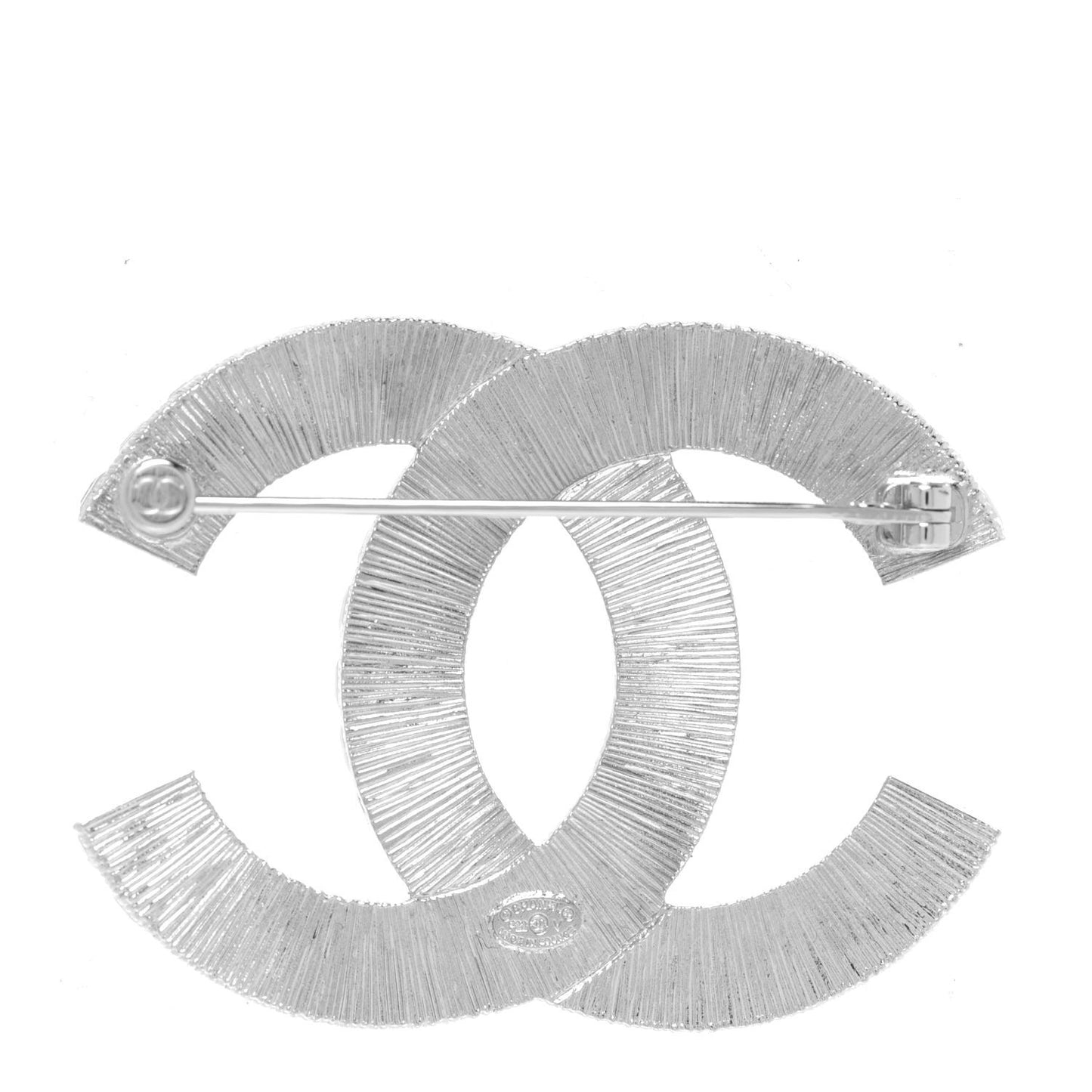 Baguette Crystal CC Brooch Silver
