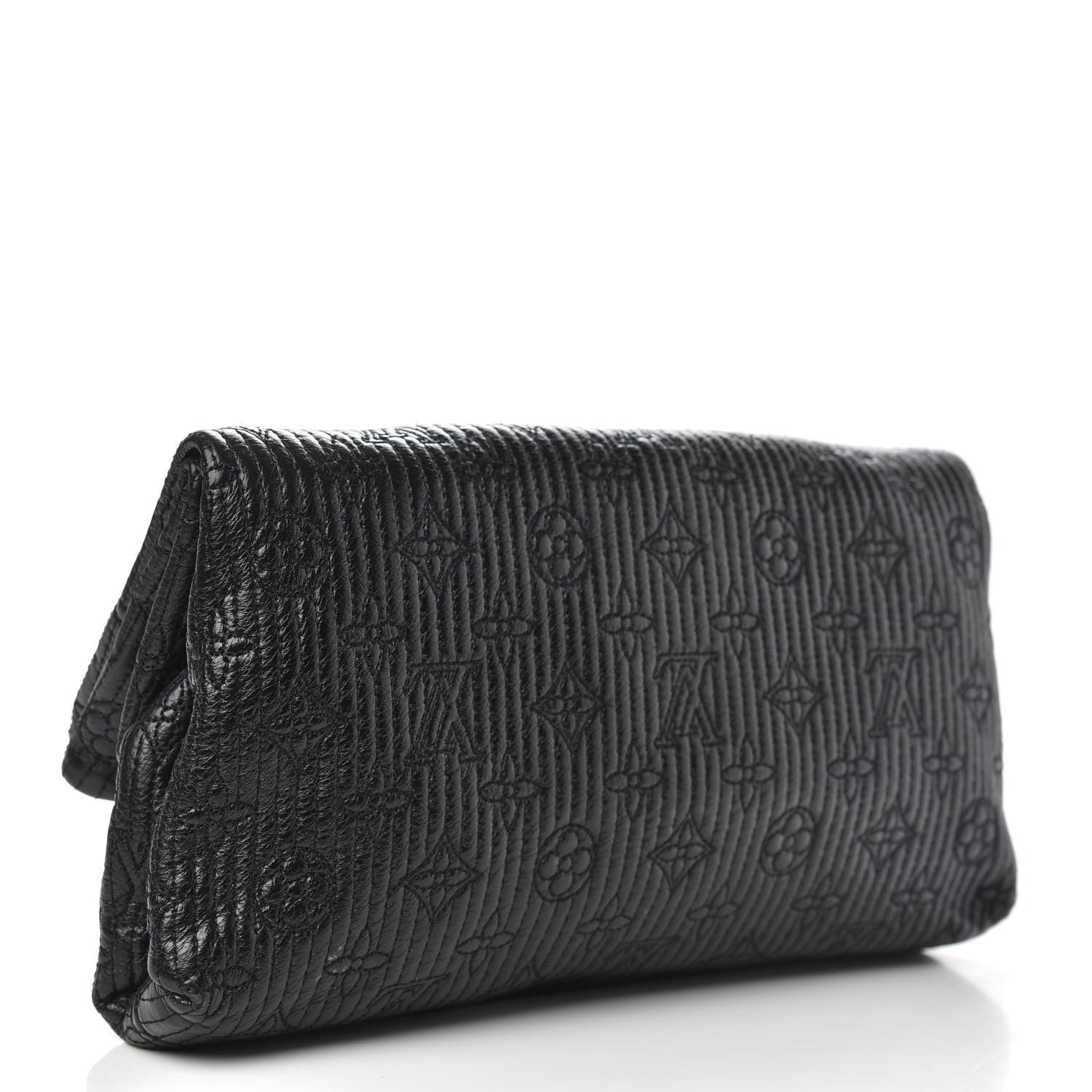Louis Vuitton Calfskin Quilted Monogram Altair Clutch Black 3 of 8
