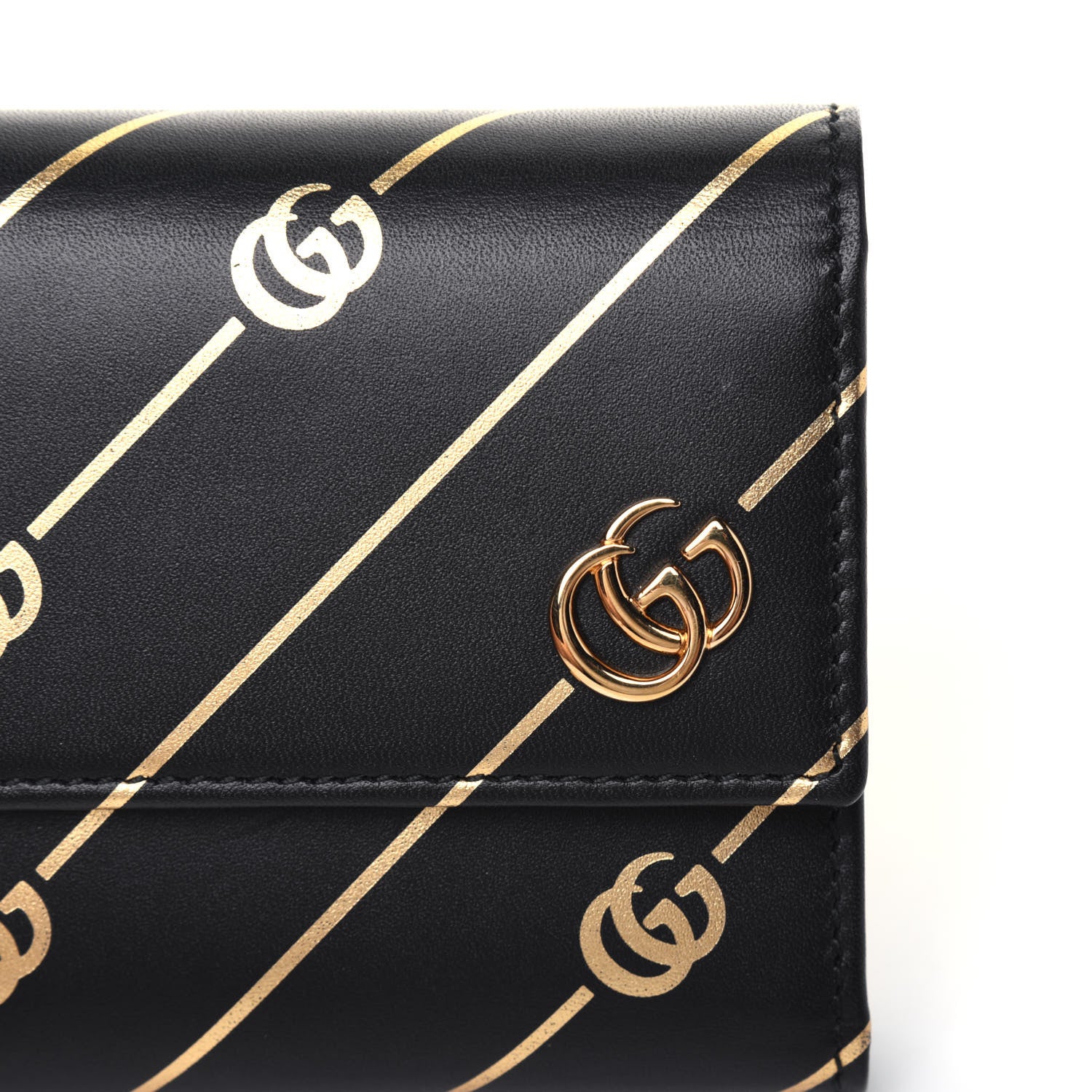 Gucci Calfskin Diagonal GG Wallet Black Gold 13 of 13