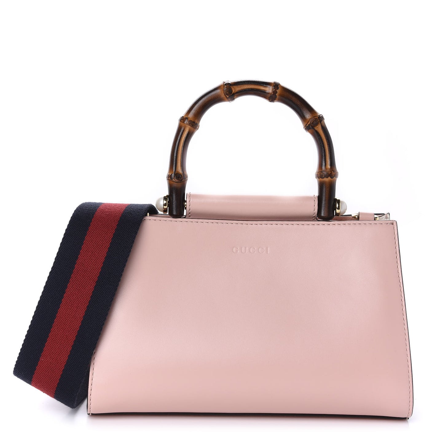 Nappa Bamboo Web Mini Nymphaea Top Handle Bag Perfect Pink Mystic White