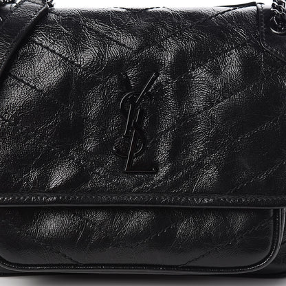Saint Laurent Crinkled Calfskin Matelasse Monogram Baby Niki Chain Satchel Black 10 of 10