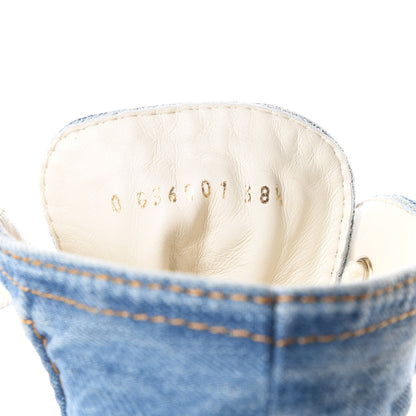 Chanel Denim Lace Up Boots 38.5 Light Blue 8 of 9