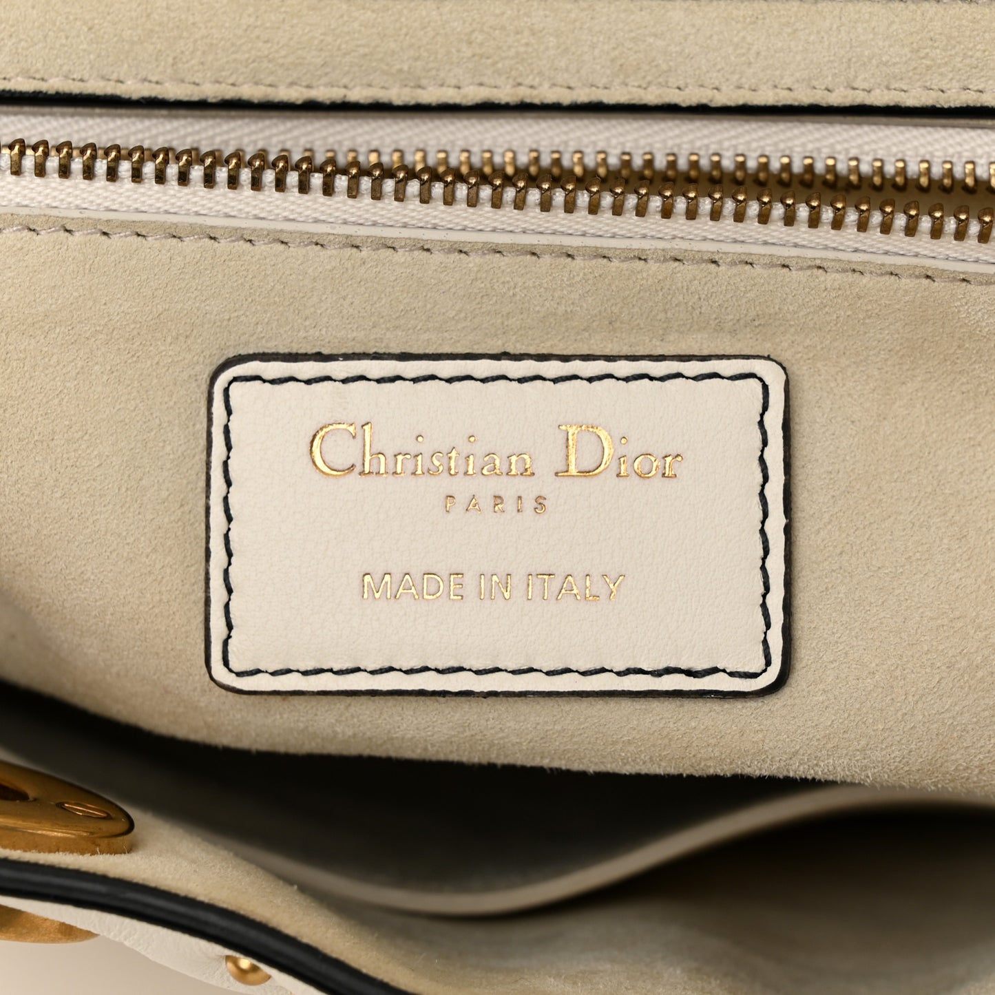 Calfskin Cannage Studded Supple Lady Dior White