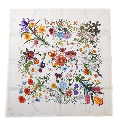Gucci Silk Twill Flora Square Scarf White 1 of 4