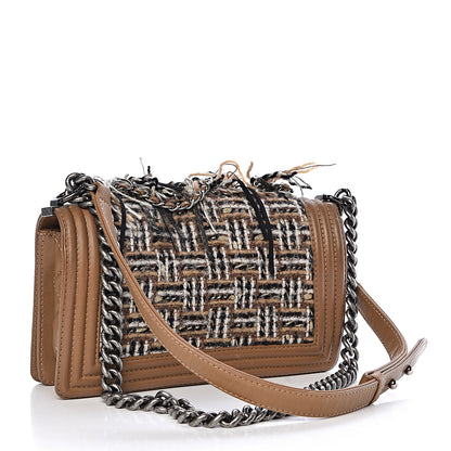 Chanel Calfskin Tweed Enchained Medium Boy Flap Brown 3 of 11