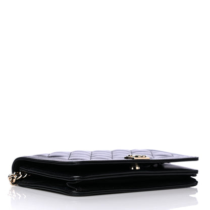 Chanel Lambskin Quilted Boy Wallet On Chain WOC Black 3 of 9