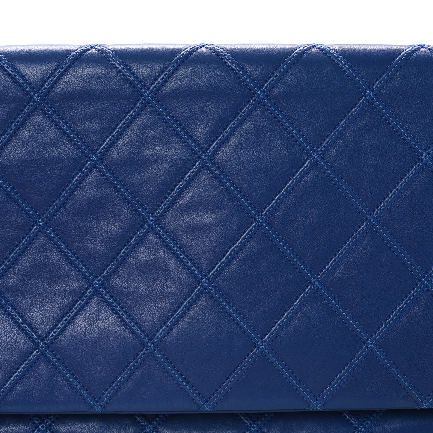 Calfskin Stitched Thin City Clutch Blue