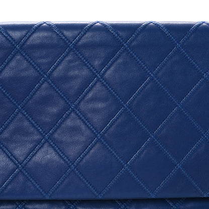 Chanel Calfskin Stitched Thin City Clutch Blue 11 of 16