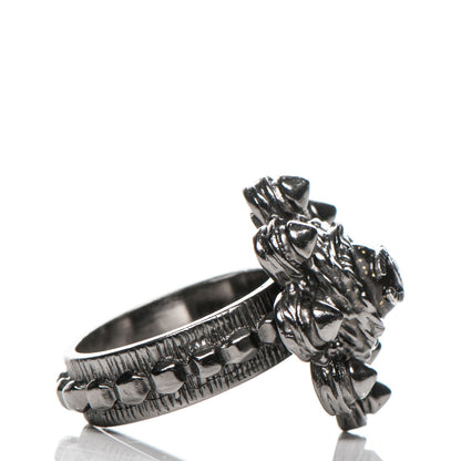 Chanel Ruthenium Studded CC Ring 7 4 of 5