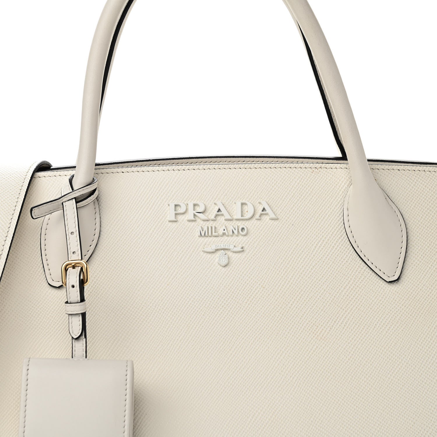 Prada Saffiano Cuir Calfskin Medium Monochrome Top Handle Tote White 6 of 9
