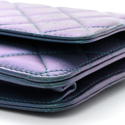 Chanel Iridescent Lambskin Quilted Wallet On Chain WOC Turquoise 11 of 12