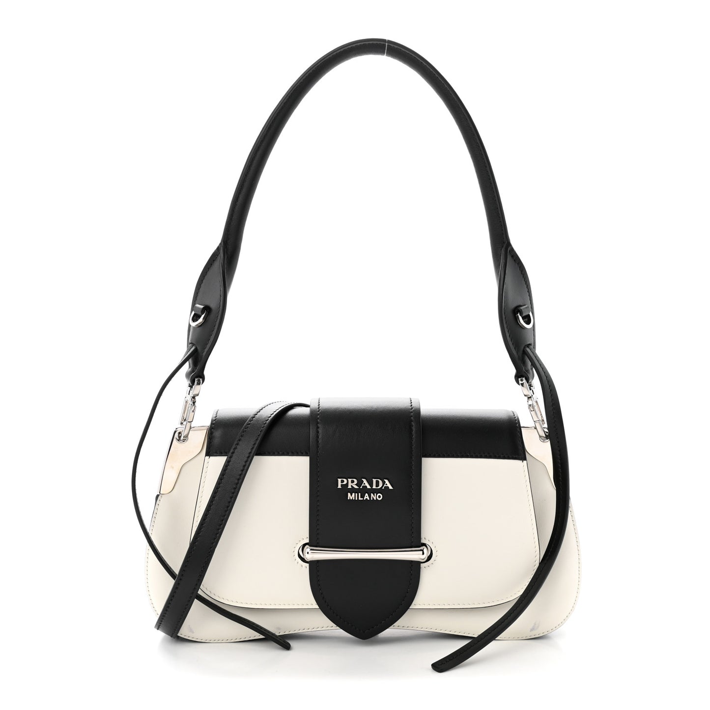 City Calfskin Small Sidonie Shoulder Bag White Black