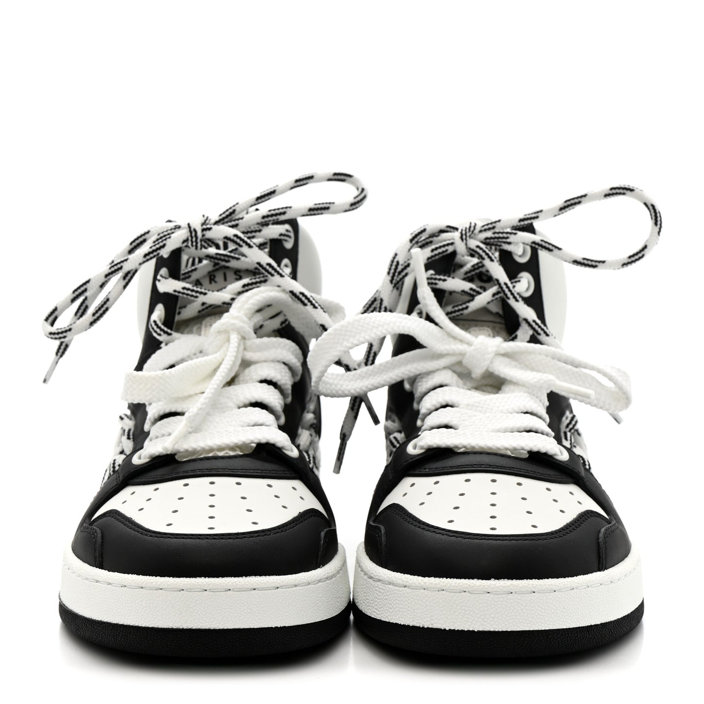Calfskin Mesh Cutout High Top Sneakers 37 Black White