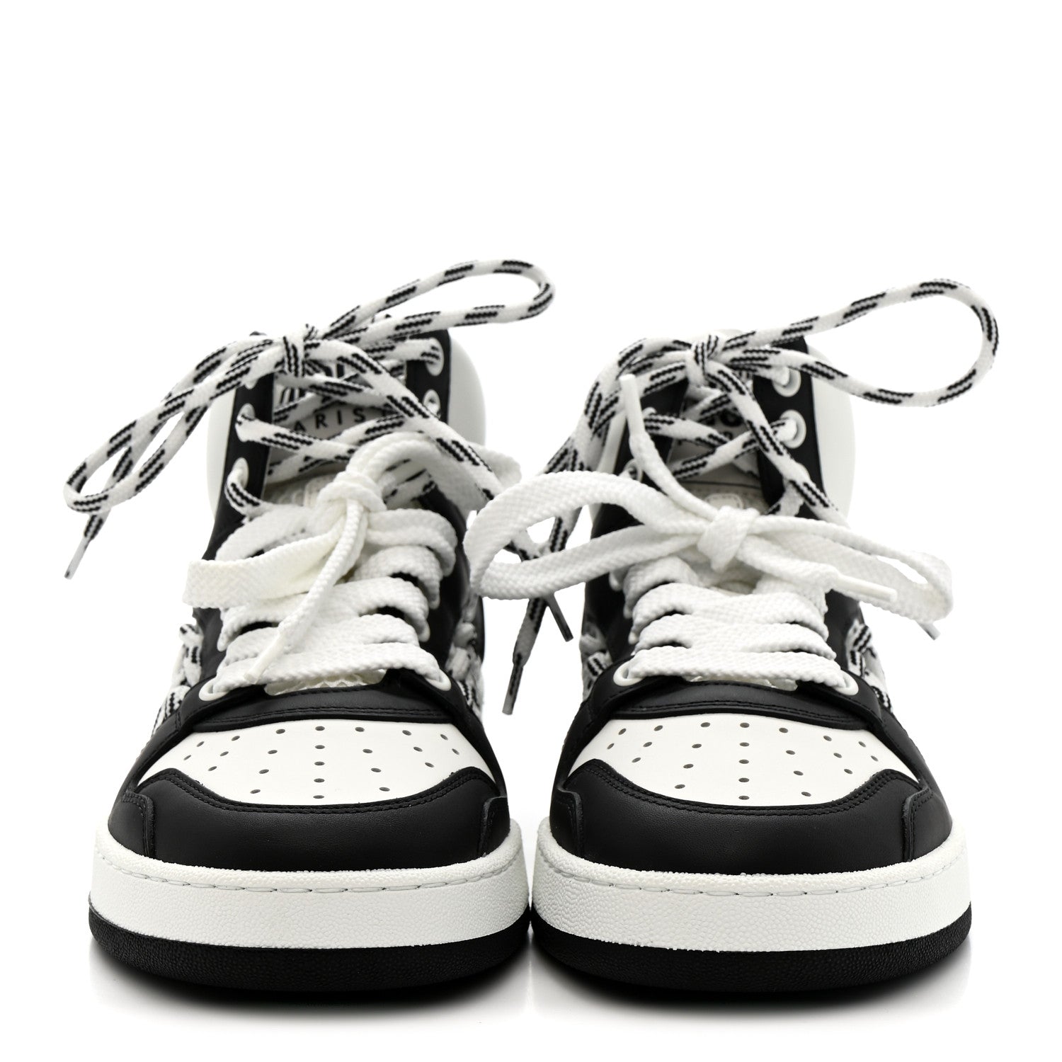 Christian Dior Calfskin Mesh Cutout High Top Sneakers 37 Black White 3 of 9