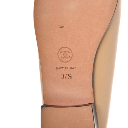 Chanel Lambskin CC Cap Toe Ballerina Flats 37.5 Beige Black 6 of 11