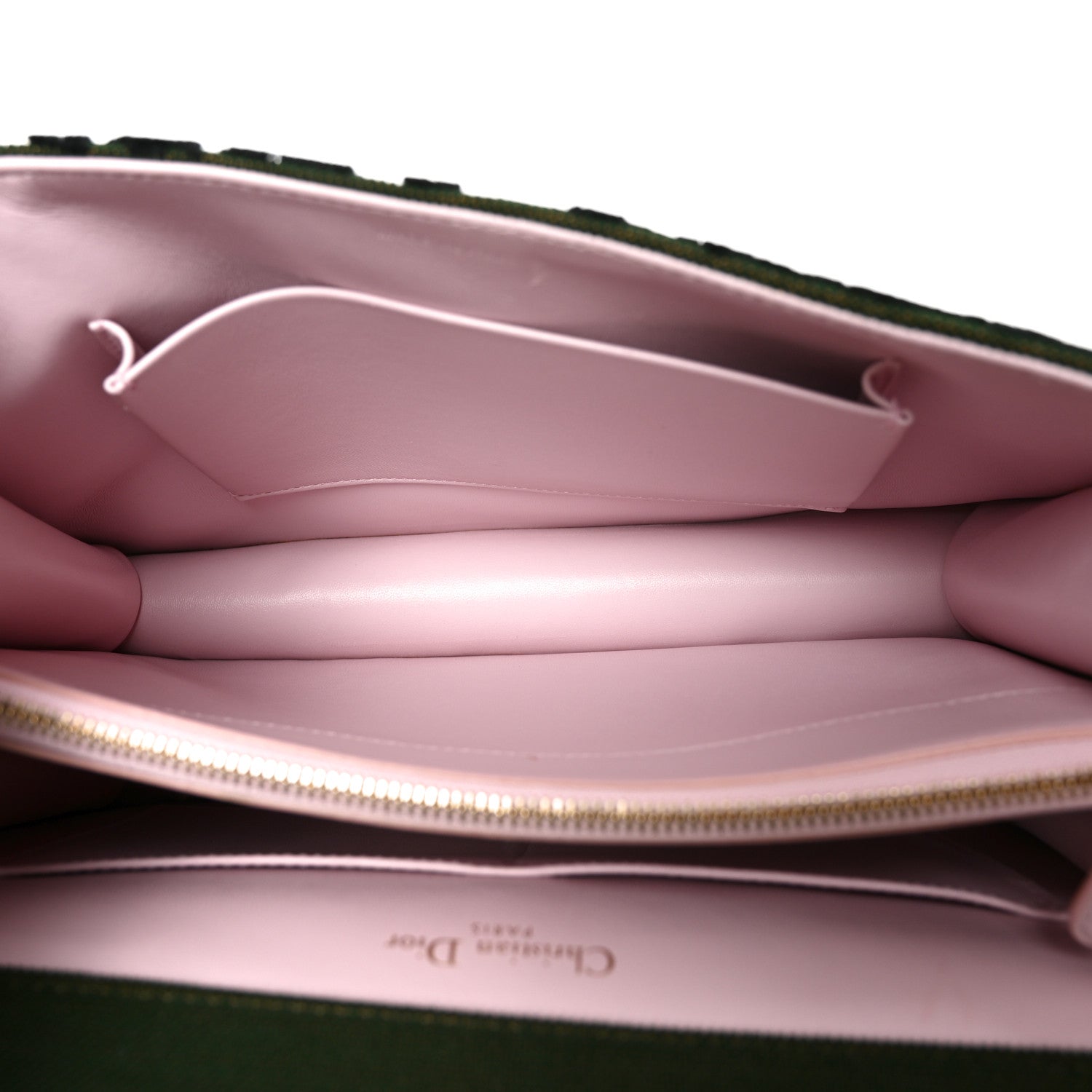 Christian Dior Velvet Oblique Diorama Satchel Black Green Pink 5 of 9