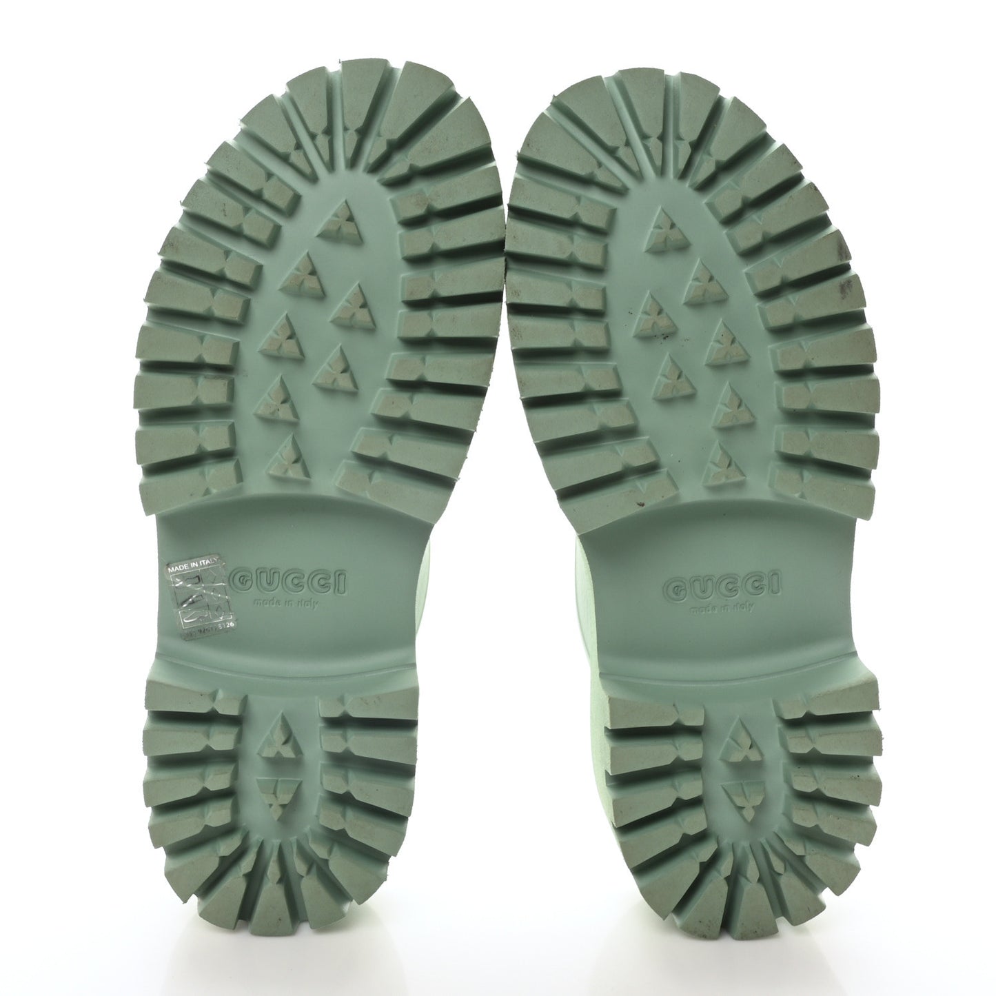 Rubber GG Monogram Perforated Elea Platform 55mm Lug Sole Sandals 40 Pacific Green
