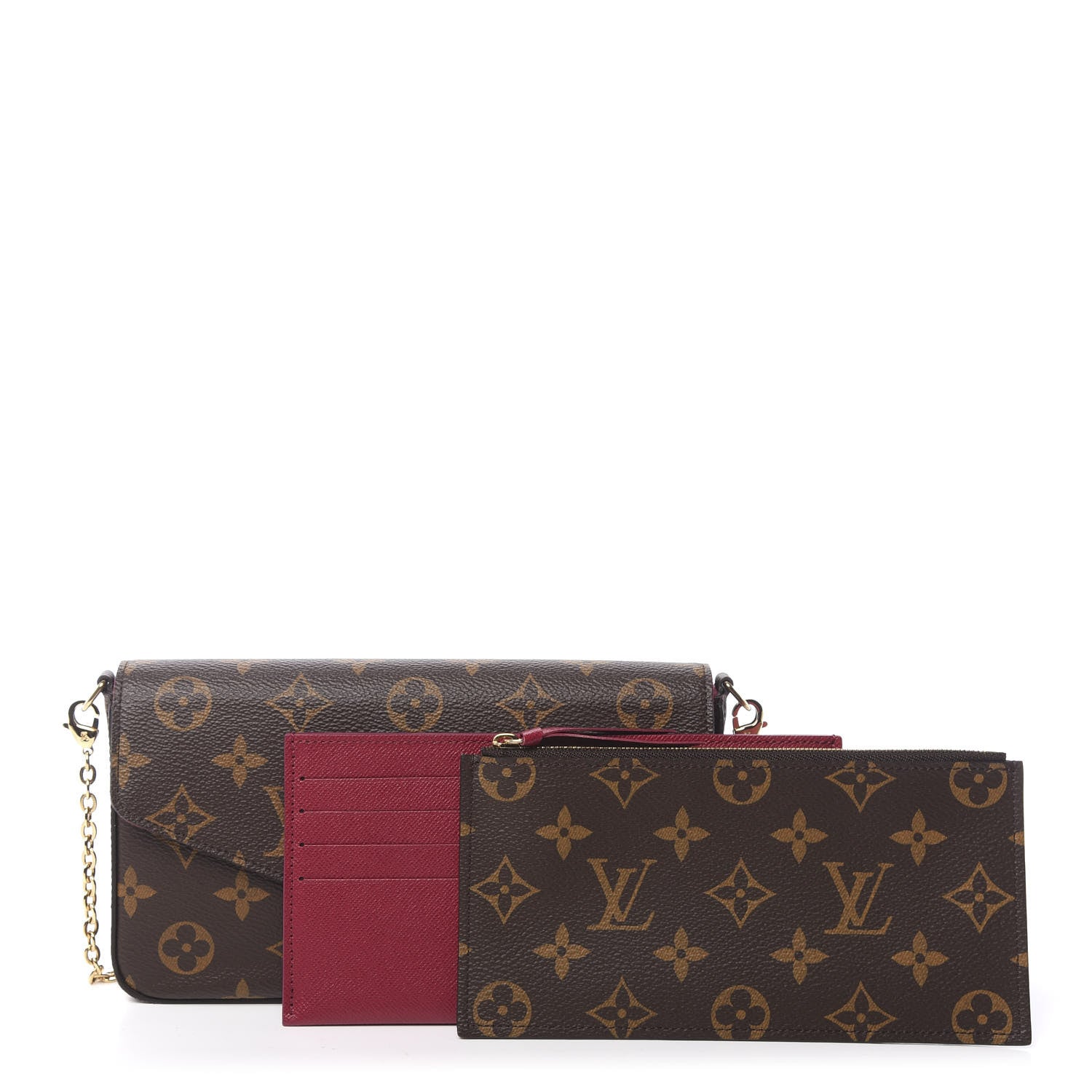 Louis Vuitton Monogram Pochette Felicie Chain Wallet Fuchsia 3 of 10
