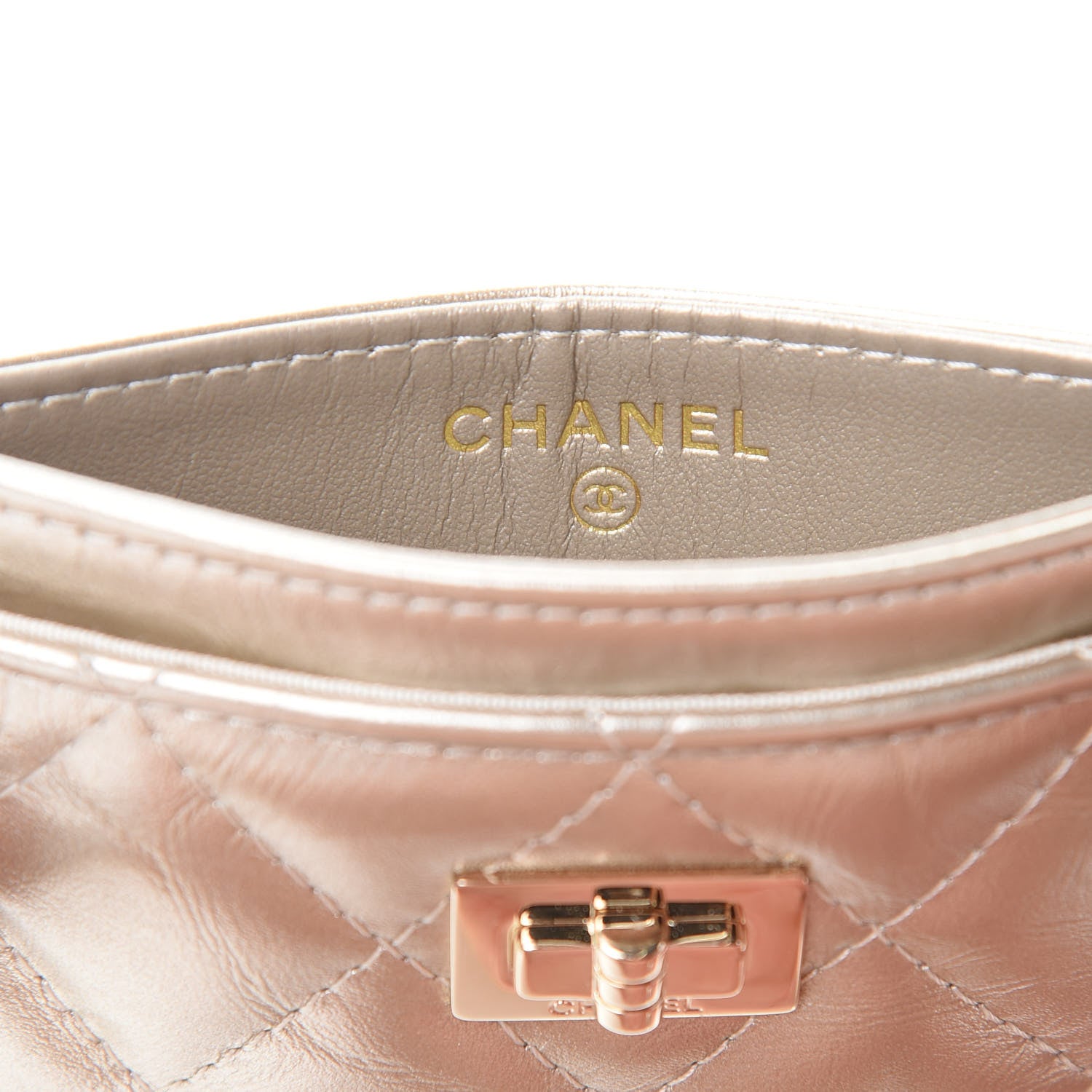 Chanel Metallic Aged Calfskin Quilted Reissue Card Holder Gold 6 of 8