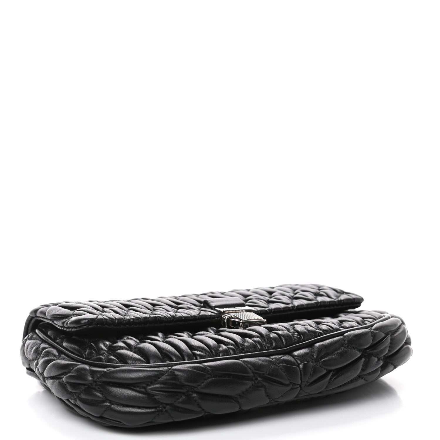 Miu Miu Nappa Matelasse Crystal Chain Crossbody Black 3 of 4
