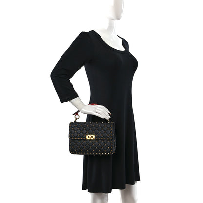 Valentino Garavani Lambskin Medium Rockstud Spike Shoulder Bag Black 2 of 8