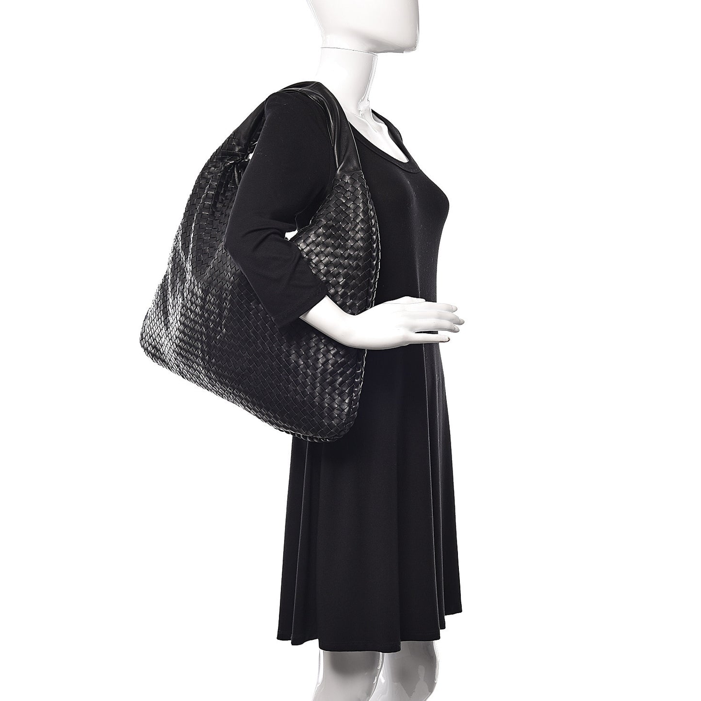 Nappa Intrecciato Large Veneta Hobo Black