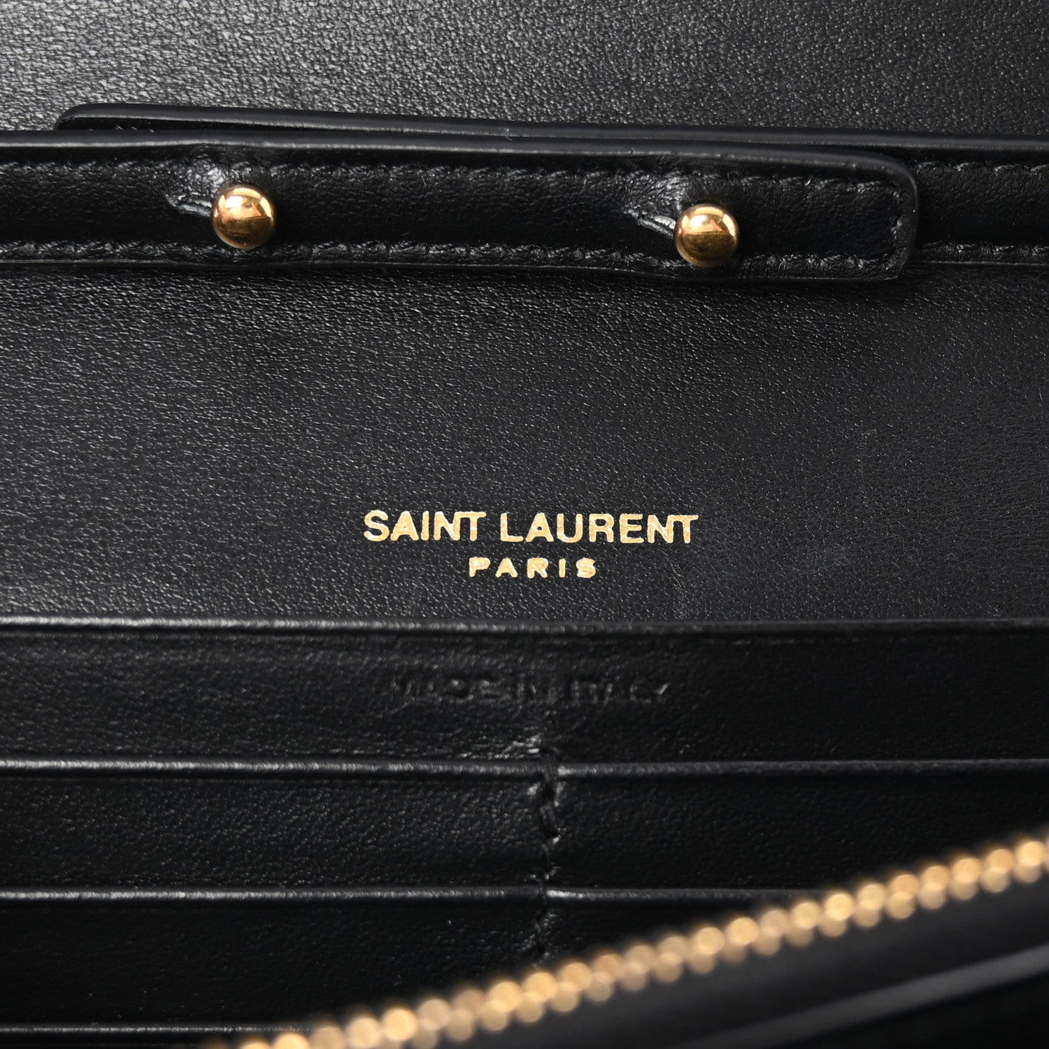 Saint Laurent Calfskin Crocodile Embossed Cassandre Wallet On Chain WOC Black 6 of 10