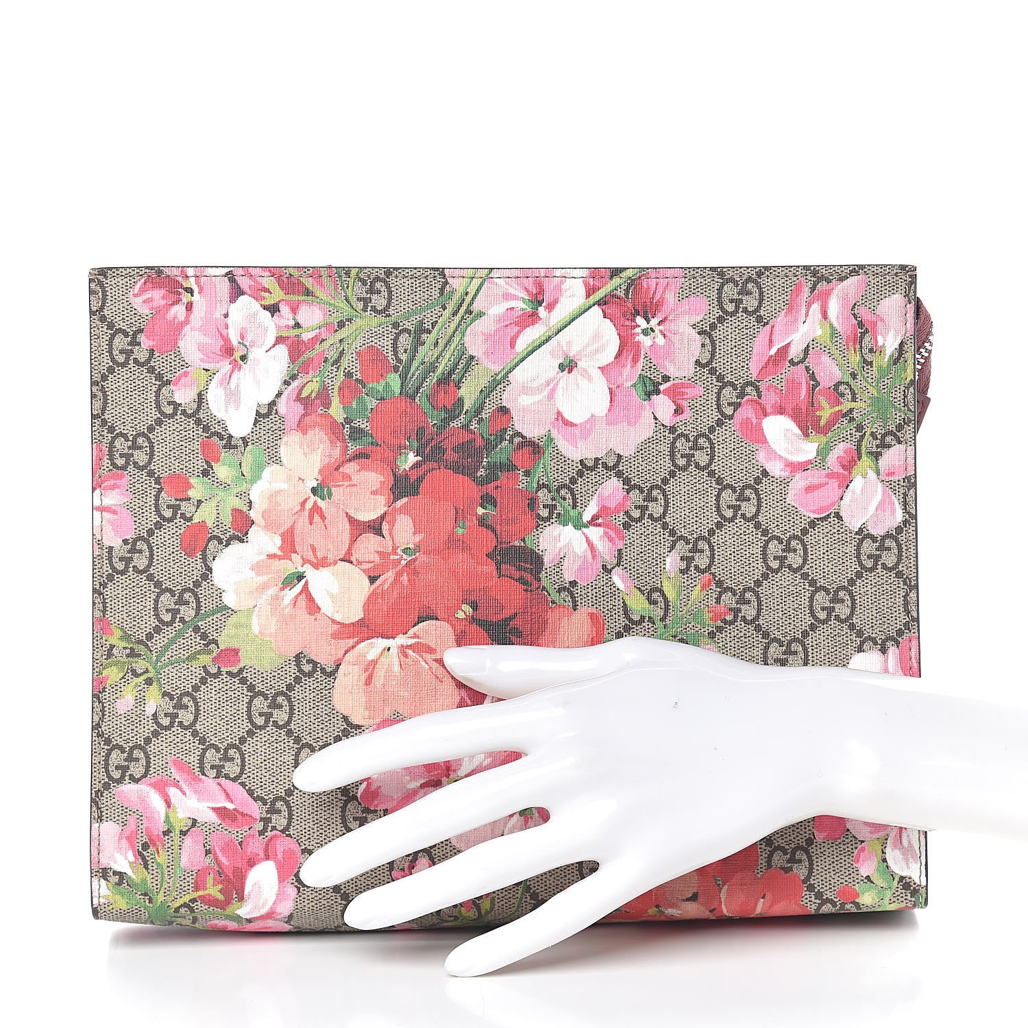 Gucci GG Supreme Monogram Blooms Large Cosmetic Case Beige Multicolor Dry Rose 2 of 8