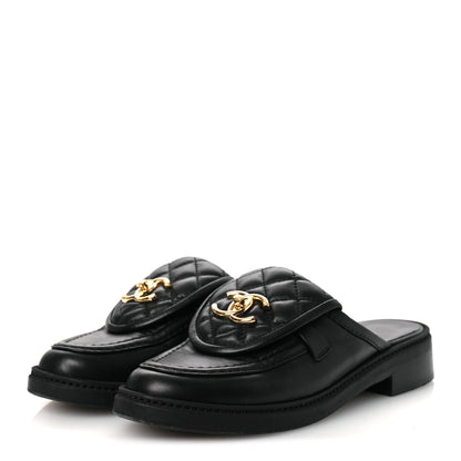 Chanel Lambskin Quilted CC Turnlock Mules 36.5 Black 4 of 10