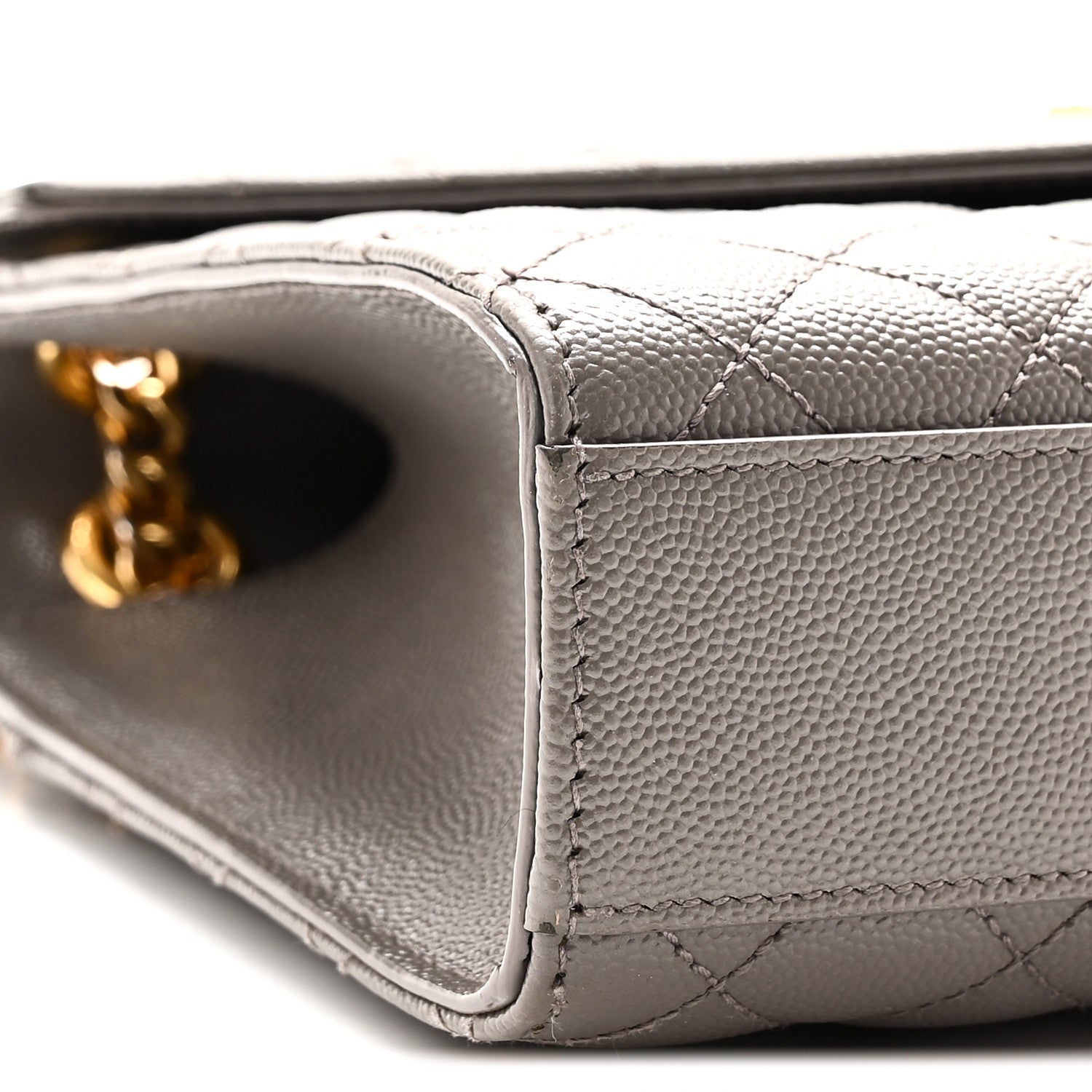 Saint Laurent Grain De Poudre Textured Mixed Matelasse Triquilt Medium Monogram Satchel Greyish Brown 8 of 10