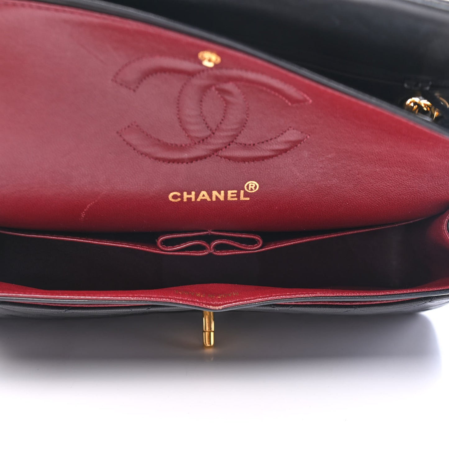 Lambskin Quilted Medium Double Flap Black
