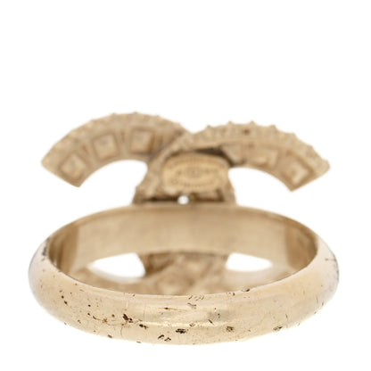 Chanel Metal Crystal CC Ring 49 5 Gold 3 of 5