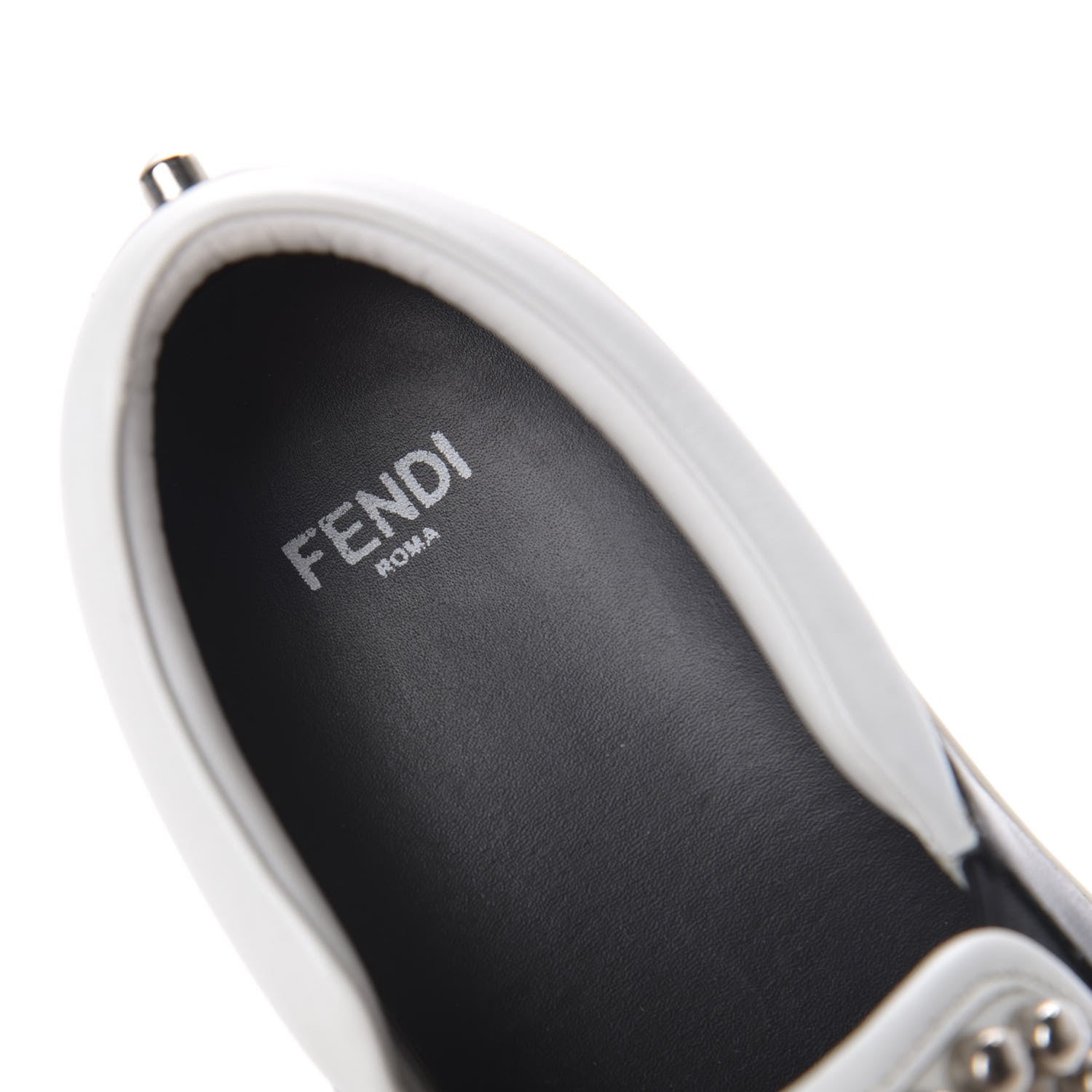 Fendi Calfskin Studded Karlito Slip On Sneaker 35.5 Black 7 of 9