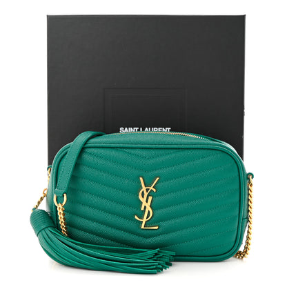 Saint Laurent Grain De Poudre Matelasse Monogram Mini Lou Camera Bag Brilliant Grass 14 of 14
