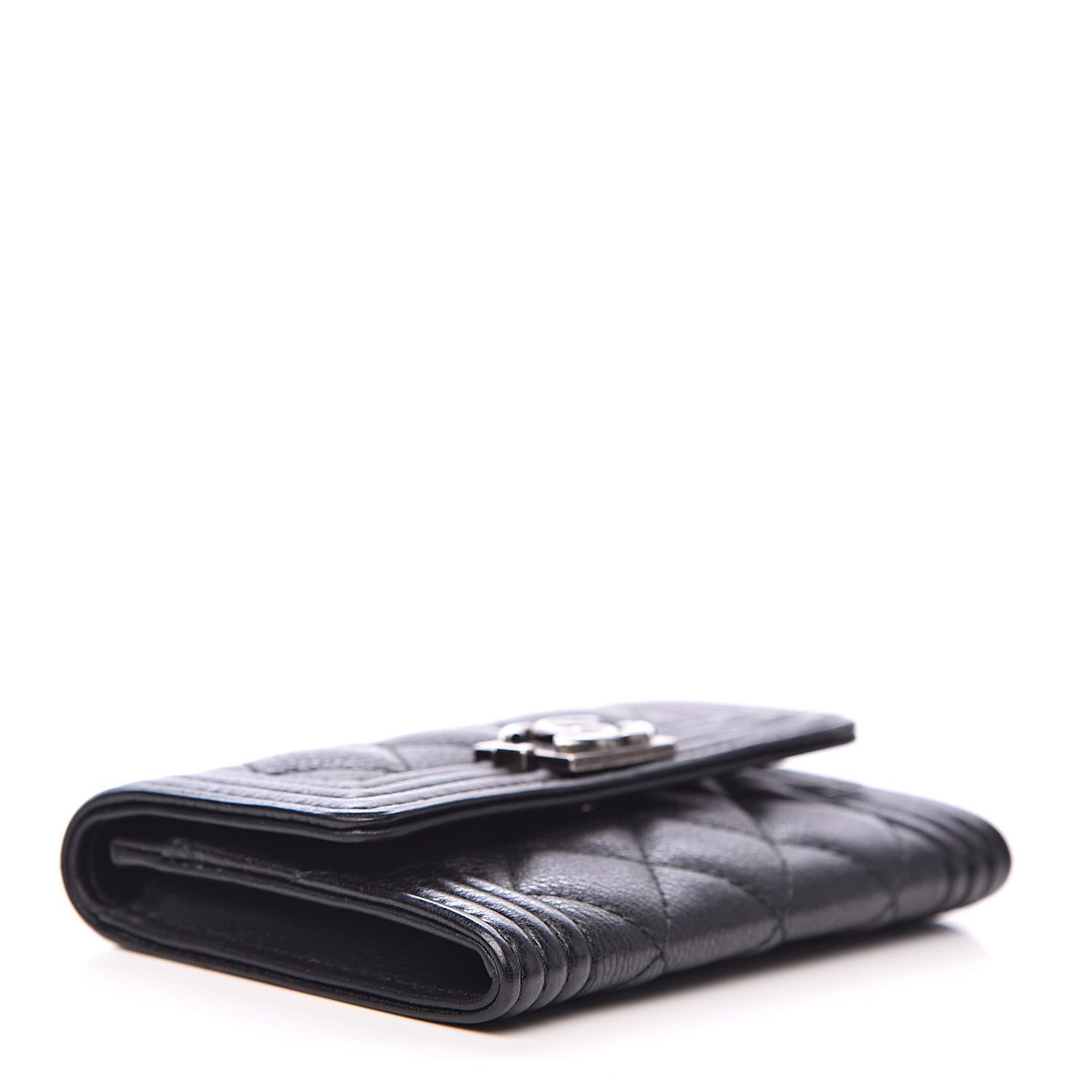 Chanel Calfskin Quilted Boy Flap Card Holder Black 4 of 8