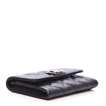 Chanel Calfskin Quilted Boy Flap Card Holder Black 4 of 8