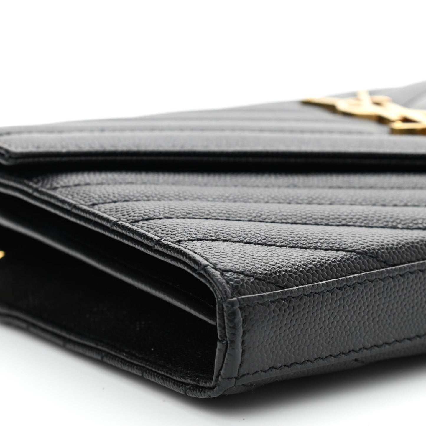 Grain De Poudre Matelasse Chevron Monogram Chain Wallet Black
