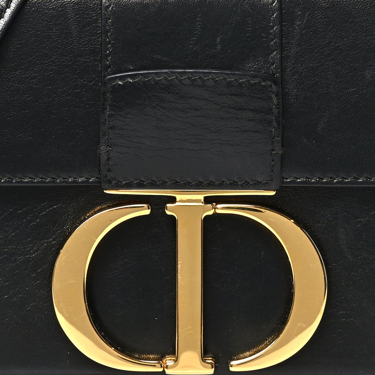 Crackled Lambskin 30 Montaigne Box Bag Black