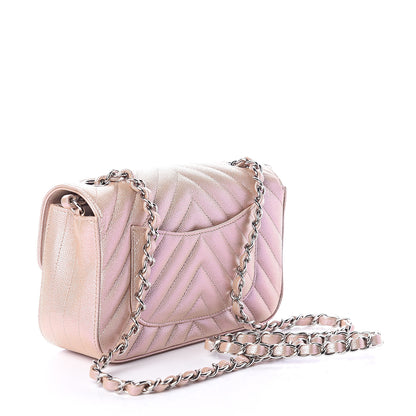 Chanel Iridescent Caviar Chevron Quilted Mini Rectangular Flap Light Gold 2 of 8