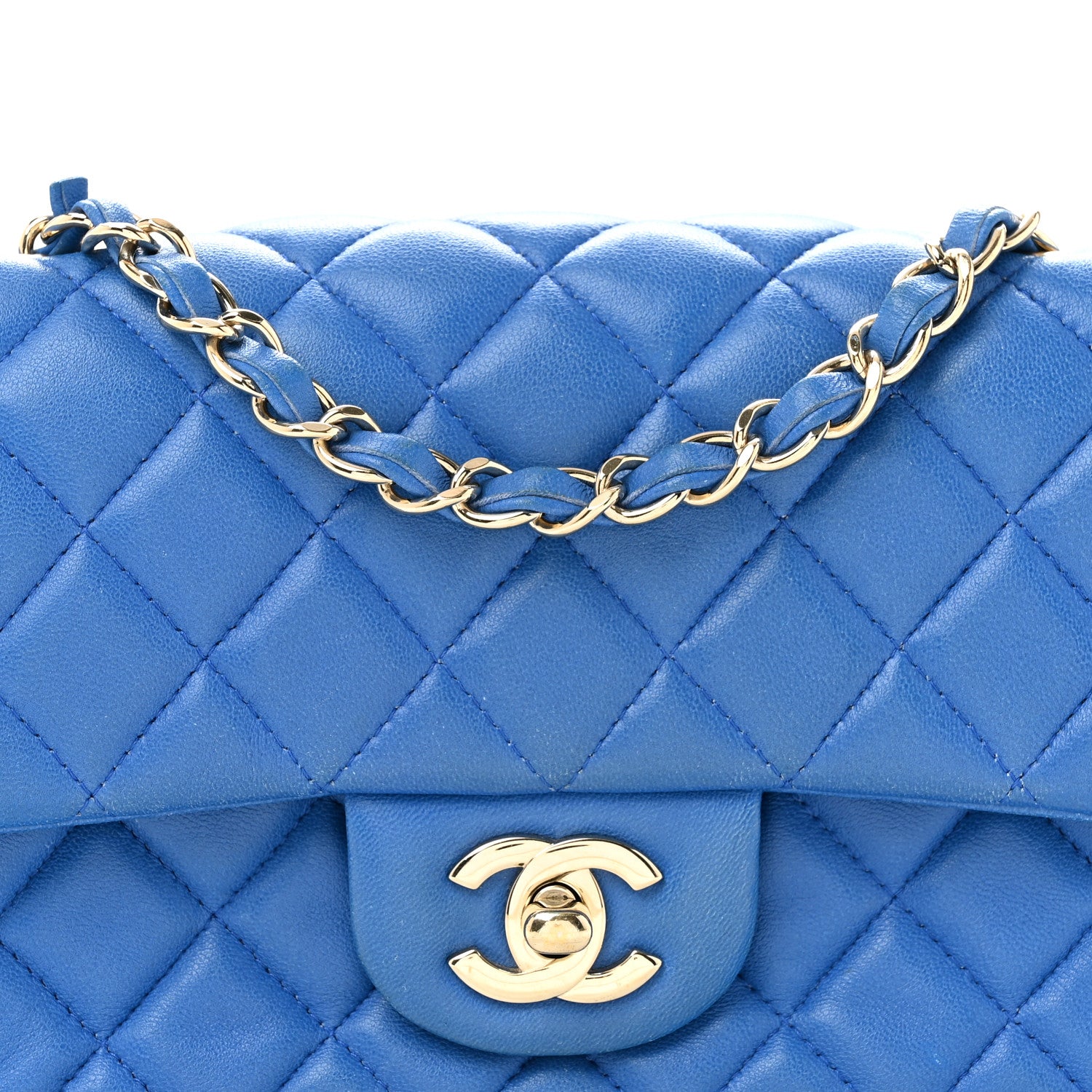 Chanel Lambskin Quilted Mini Rectangular Flap Blue 8 of 13
