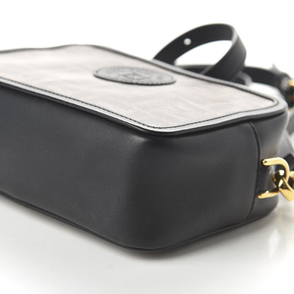 Fendi Glazed Fabric Vitello Century FF 1974 Stamp Patch Mini Camera Case Mogano Panna Black 7 of 10