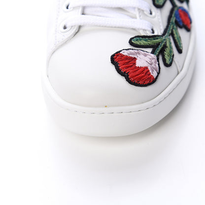 Gucci Calfskin Web Floral Embroidered Ace Sneakers 37 White 8 of 9